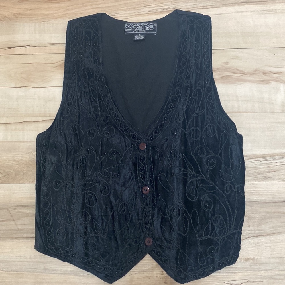 Agapo Collections Beaded Vest Womens Size Small. Tie on back. So pretty. - Picture 8 of 11